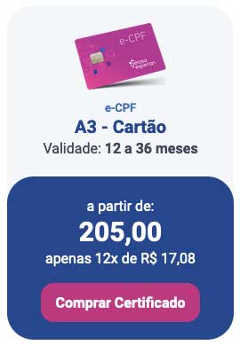 e-CPF A3 Cartão - 12 a 36 Meses