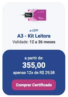 e-CPF A3 Kit Leitora - 12 a 36 Meses