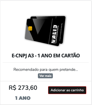 e-CNPJ A3 Cartão - 12 a 36 Meses