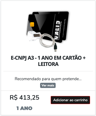 e-CNPJ A3 Kit Leitora - 12 a 36 Meses