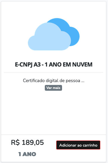 e-CNPJ A3 - 1 ano em nuvem