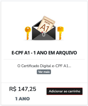 e-CPF A1 Arquivo - 12 Meses