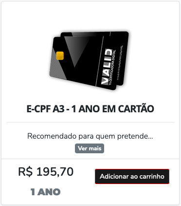 e-CPF A3 Cartão - 12 a 36 Meses