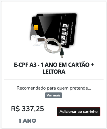 e-CPF A3 Kit Leitora - 12 a 36 Meses