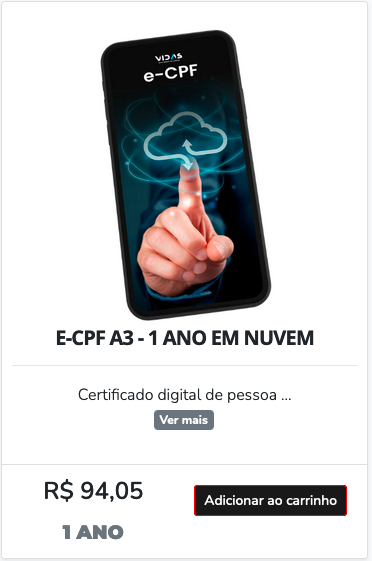 e-CPF A3 - 1 ano em nuvem