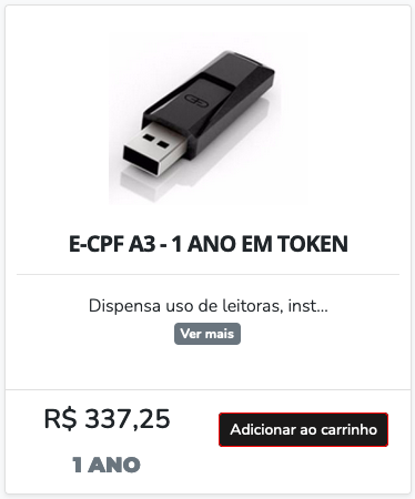 e-CPF A3 Token - 12 a 36 Meses